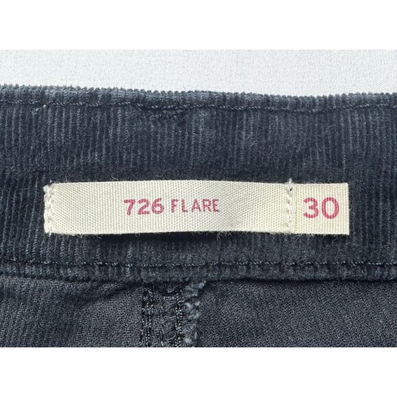 Levi's 726 Women's High Rise Flare Leg Black Corduroy Pants - 30x30 (29x29.5) - Picture 4 of 6
